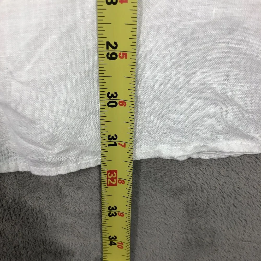 Sigrid Olsen Tunic Cover-up Womens XL White 100% Linen 3/4 Sleeve Button - Picture 4 of 6